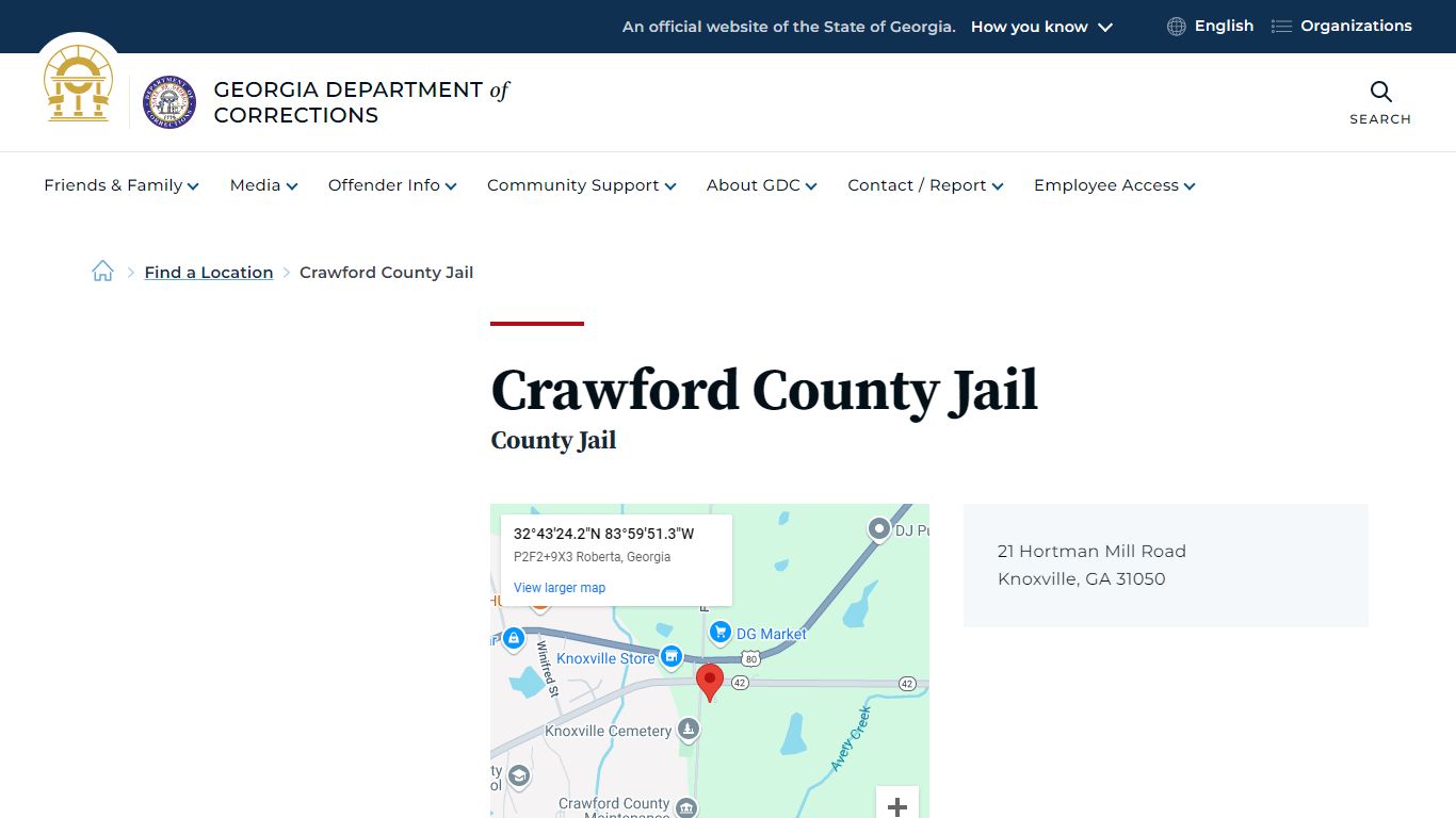 Crawford County Jail - Georgia Department of Corrections