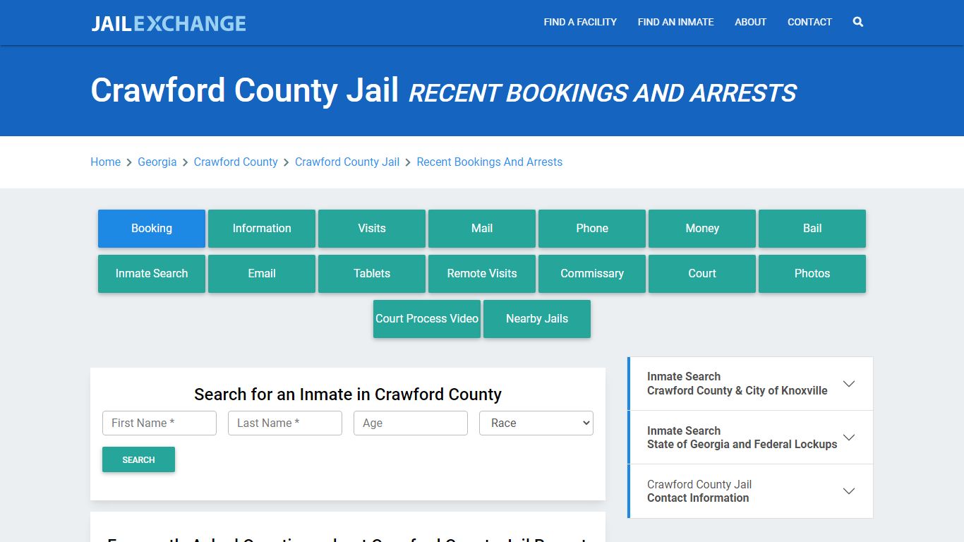 Crawford County Jail GA Recent Arrests and Bookings - Jail Exchange